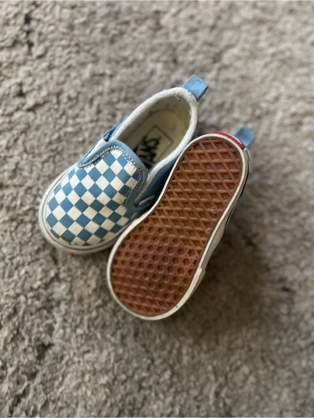 Vans Kids Checkerboard Slip-On Sneakers - Blue and White